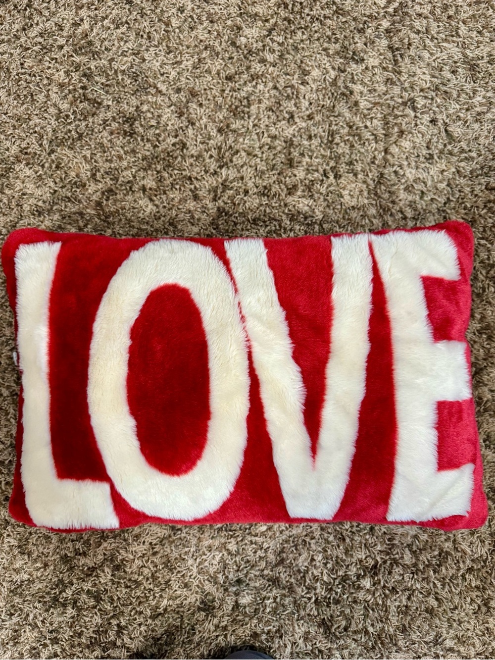 Red and White 'LOVE' Holiday Pillow - Plush Decorative Accent